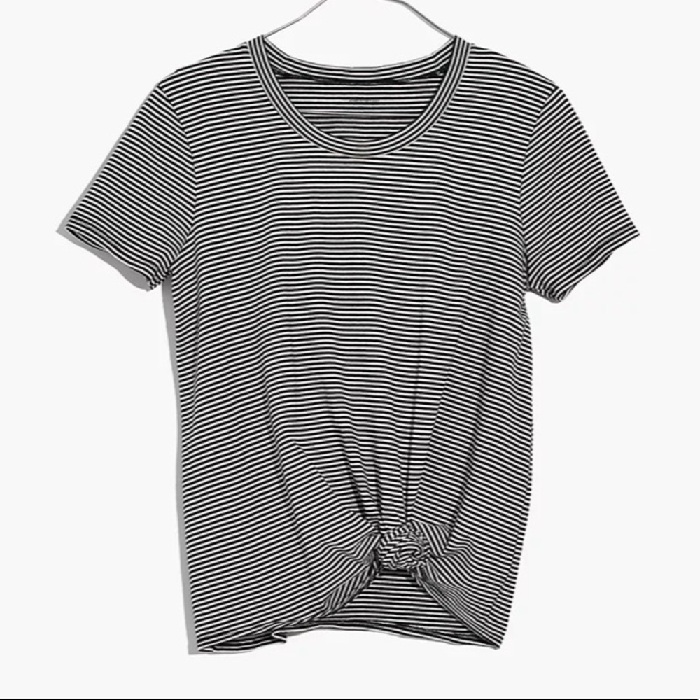 Madewell Knot Front Tee in Stripe Size Small S Short Sleeve Striped Top